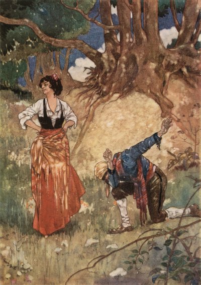 彼女の足元に身を投げた 作： René Bull